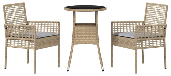Kert étkező szett 3 pcs Bézs polirattan