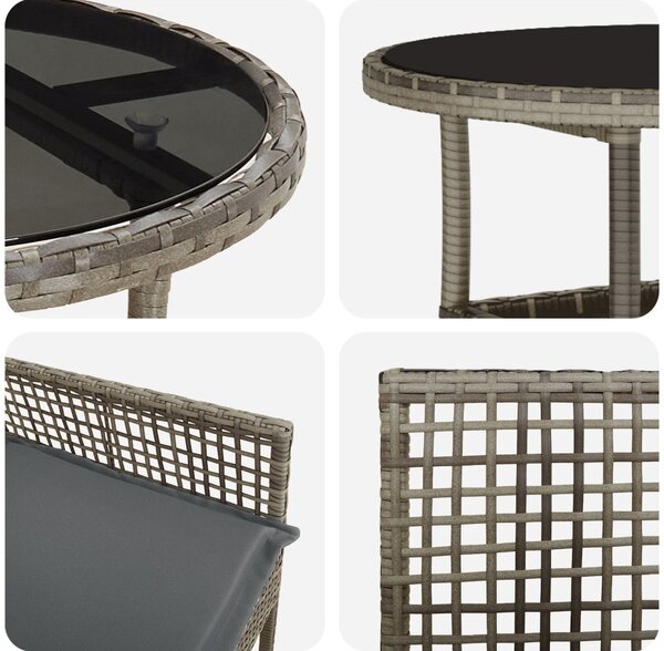Kert étkező szett 3 pcs Szürke polirattan
