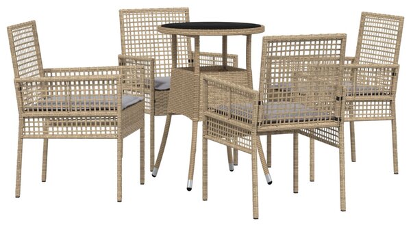 Kert étkező szett 5 pcs Bézs polirattan