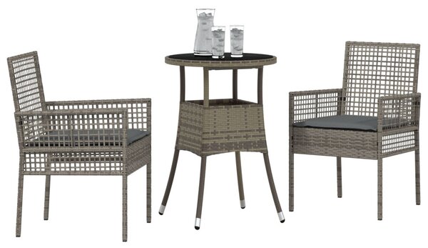 Kert étkező szett 3 pcs Szürke polirattan