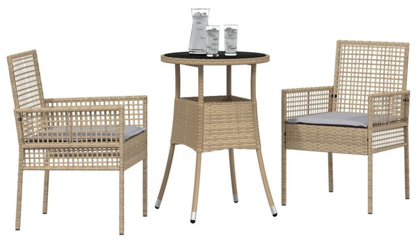 Kert étkező szett 3 pcs Bézs polirattan