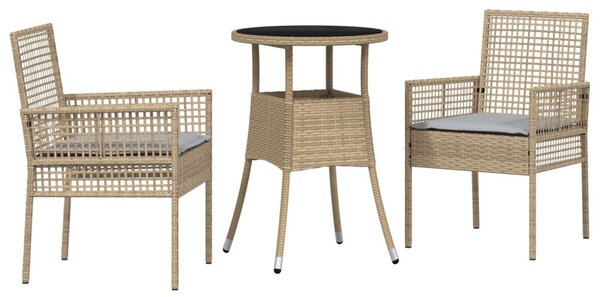 Kert étkező szett 3 pcs Bézs polirattan
