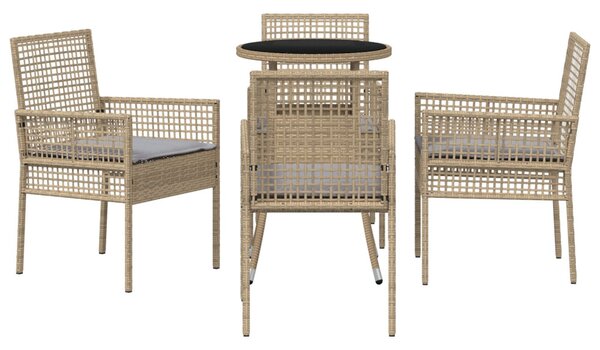 Kert étkező szett 5 pcs Bézs polirattan