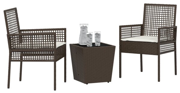 Kert Bistro Készlet 3 db Barna polirattan