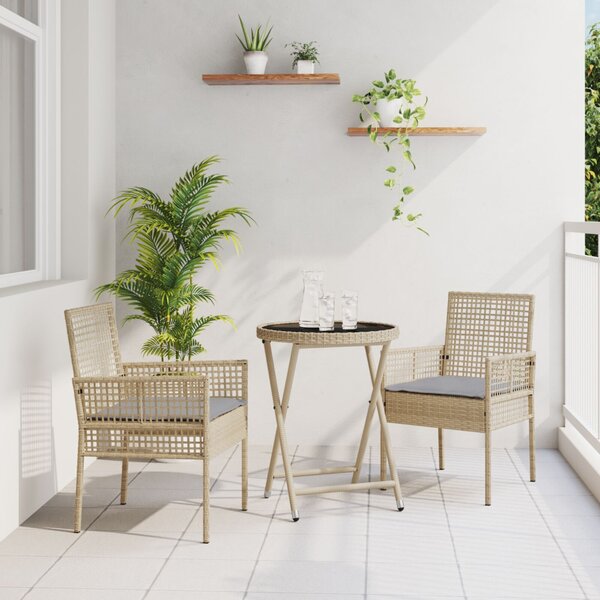 Kert Bistro Készlet 3 pcs Bézs polirattan