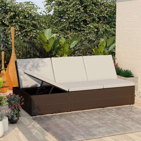 VidaXL Polyrattan Napozóágy/Kanapé - Barna - 200x121 cm