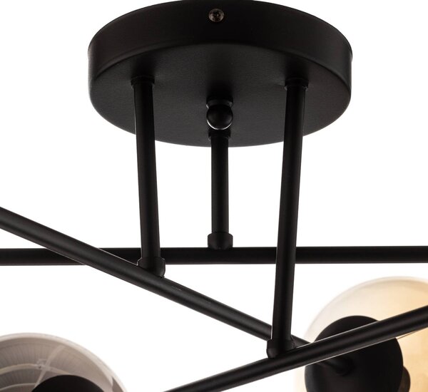 EMIBIG LIGHTING Mennyezeti világítás Glassy, fekete, grafit/borostyán/átlátszó, 6 izzós, dimmelhető, Fekete, Nappali / Étkező, Üveg, Modern