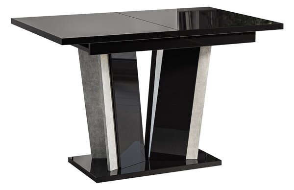 Asztal Goodyear 130, 75x80cm, Fényes fekete, Beton