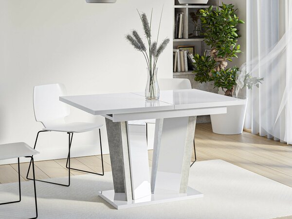 Asztal Goodyear 130, 75x80cm, Beton, Fényes fehér