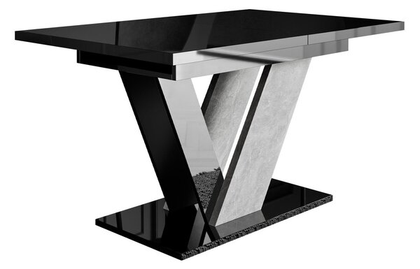 Asztal Violium, 76x80cm, Beton, Fényes fekete