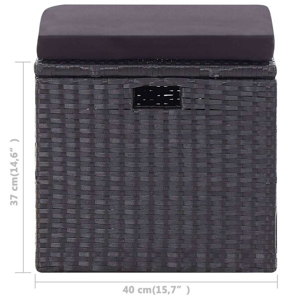 VidaXL 6 részes fekete polyrattan kerti bútorszett párnákkal