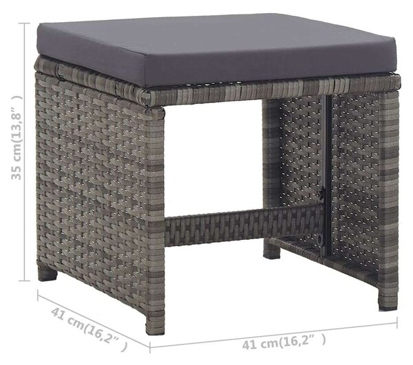 VidaXL 17 részes szürke polyrattan kültéri étkezőgarnitúra párnákkal