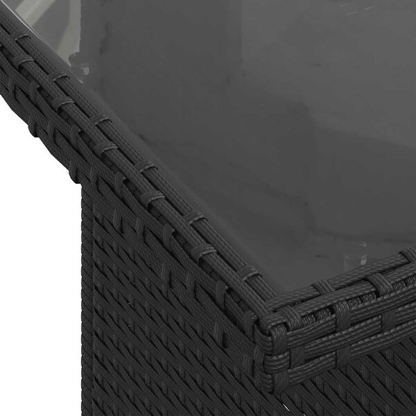 11 részes fekete polyrattan akácfa kerti ülőgarnitúra párnákkal