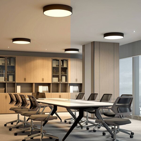 Arcchio LED mennyezeti lámpa Noabelle, Ø 60 cm, fekete, fém, dimmelhető, Fekete, Konyha, fém, Modern