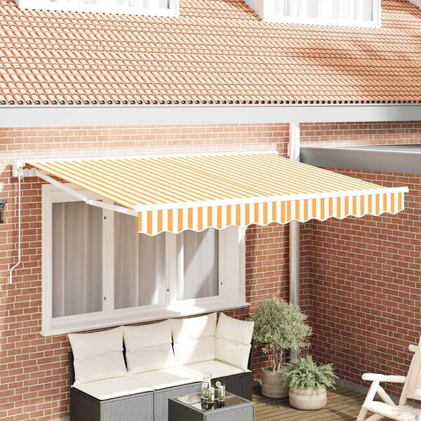 VidaXL Napellenző ponyva Sárga és Fehér 235 x 195 cm Poliészter