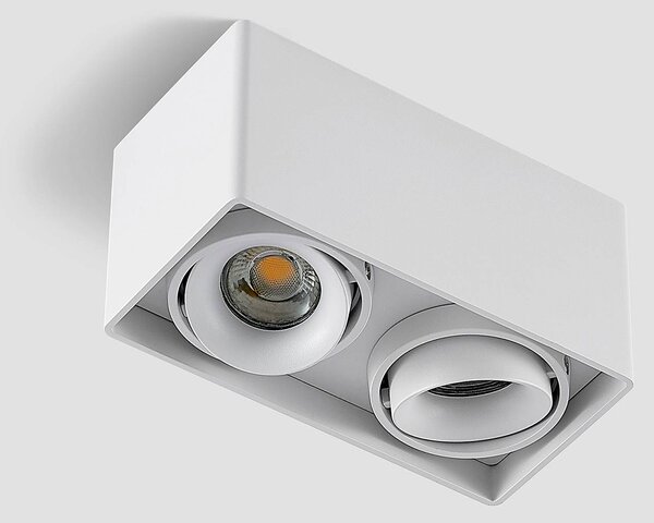 Arcchio Kubika downlight, 19 cm, fehér, 2-lámpás, fém, dimmelhető, Fehér / opál, Folyosó, Alumínium, Modern