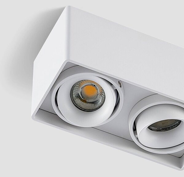 Arcchio Kubika downlight, 19 cm, fehér, 2-lámpás, fém, dimmelhető, Fehér / opál, Folyosó, Alumínium, Modern