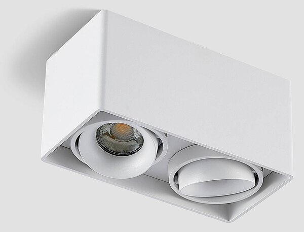 Arcchio Kubika downlight, 19 cm, fehér, 2-lámpás, fém, dimmelhető, Fehér / opál, Folyosó, Alumínium, Modern
