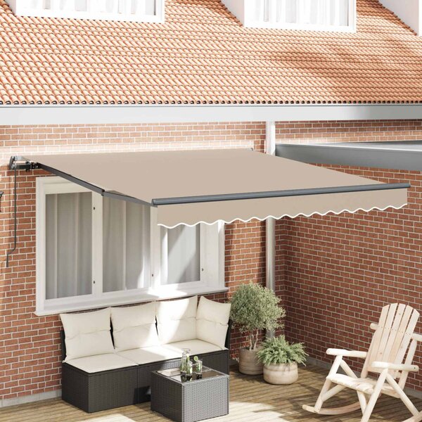 VidaXL Behúzható napellenző Bézs 300 x 250 cm Poliészter és acél