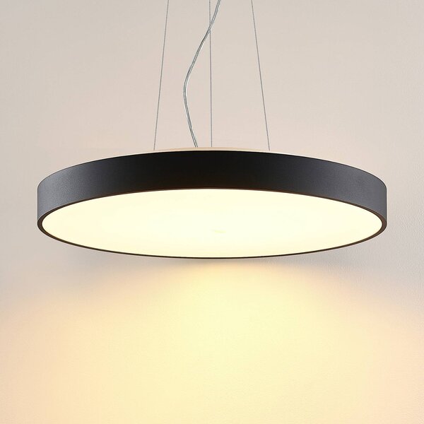 Arcchio LED-es függőlámpa Vanida, fekete, Ø 60 cm, fel/le, dimmelhető, Fekete, Konyha, Alumínium, Modern