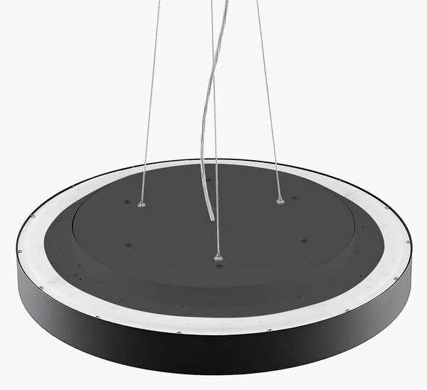 Arcchio LED-es függőlámpa Vanida, fekete, Ø 60 cm, fel/le, dimmelhető, Fekete, Konyha, Alumínium, Modern