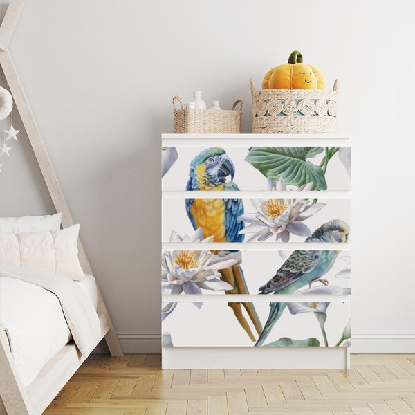 IKEA MALM bútormatrica - színes papagájok