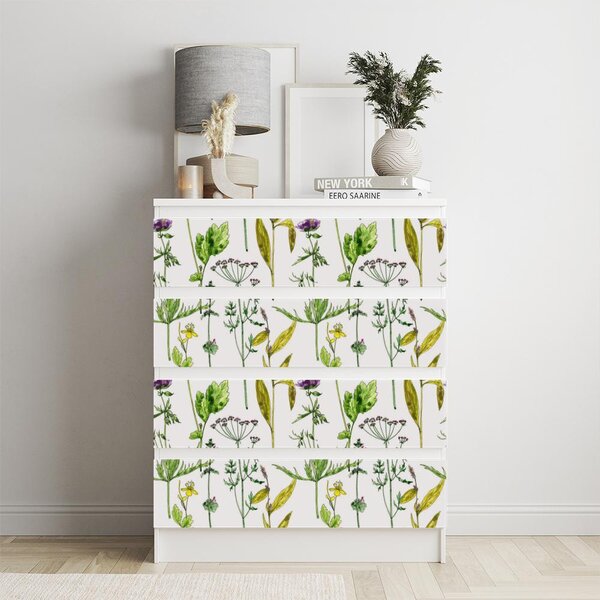 IKEA MALM bútormatrica - akvarell mezei virágok