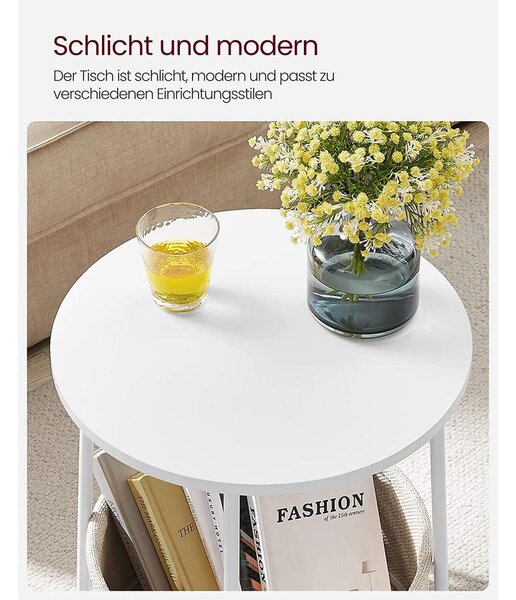 Kerek asztal, kis dohányzóasztal, fehér-bézs
