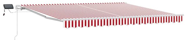 VidaXL Behúzható napellenző Piros és Fehér 400 × 300 cm Szövet és Acél
