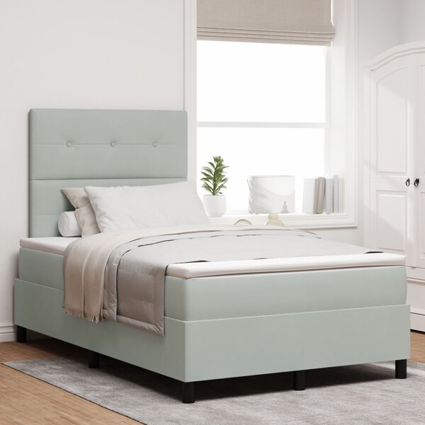 VidaXL Boxspring Ágy Matrac Kép Sötétszürke 120x200 cm Bársony
