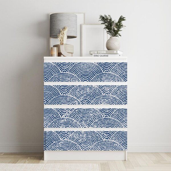 IKEA MALM bútormatrica - kék hullámok japán stílusban