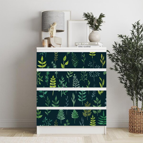 IKEA MALM bútormatrica - zöld növények sötét háttéren
