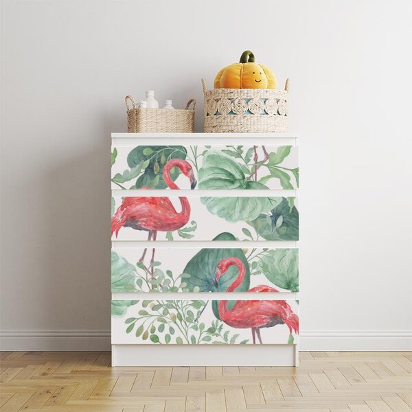 IKEA MALM bútormatrica - flamingók és trópusi növények