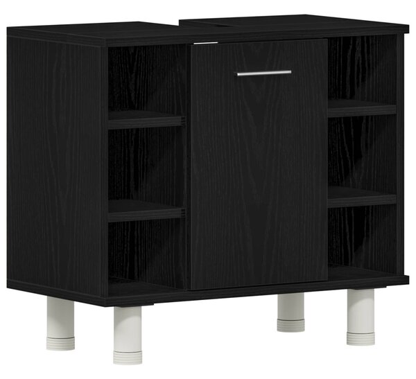 Fürdőszoba bútor szett 3 db Fekete 30 x 30 x 99,5 cm Szerelt Fa