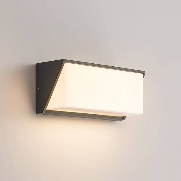 Lindby LED kültéri fali lámpa Malim, 25 cm, antracit, IP65, Fekete, Alumínium, Modern