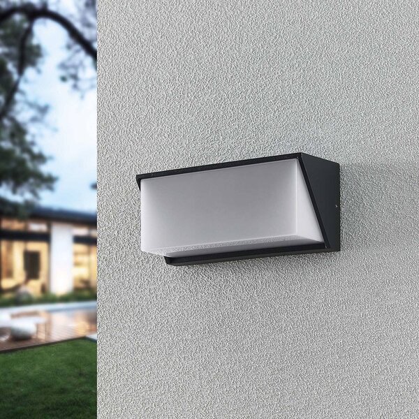 Lindby LED kültéri fali lámpa Malim, 25 cm, antracit, IP65, Fekete, Alumínium, Modern