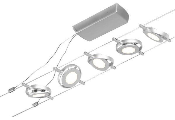 Paulmann Wire RoundMac LED kábelrendszer, 5 izzós, króm, Alu / szürke / cink, Folyosó, fém, Modern
