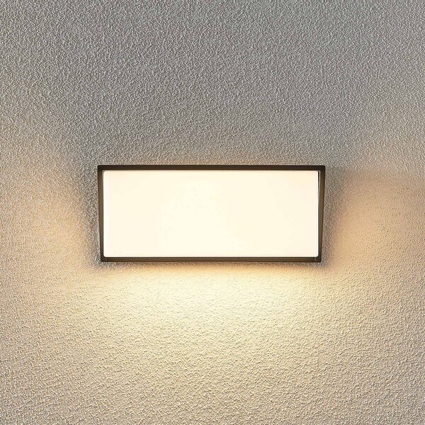 Lindby LED kültéri fali lámpa Malim, 25 cm, antracit, IP65, Fekete, Alumínium, Modern