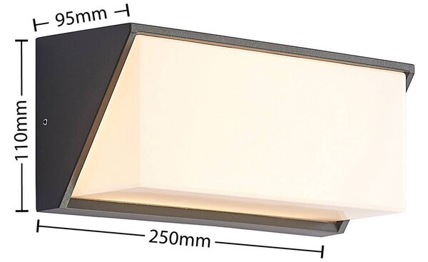 Lindby LED kültéri fali lámpa Malim, 25 cm, antracit, IP65, Fekete, Alumínium, Modern