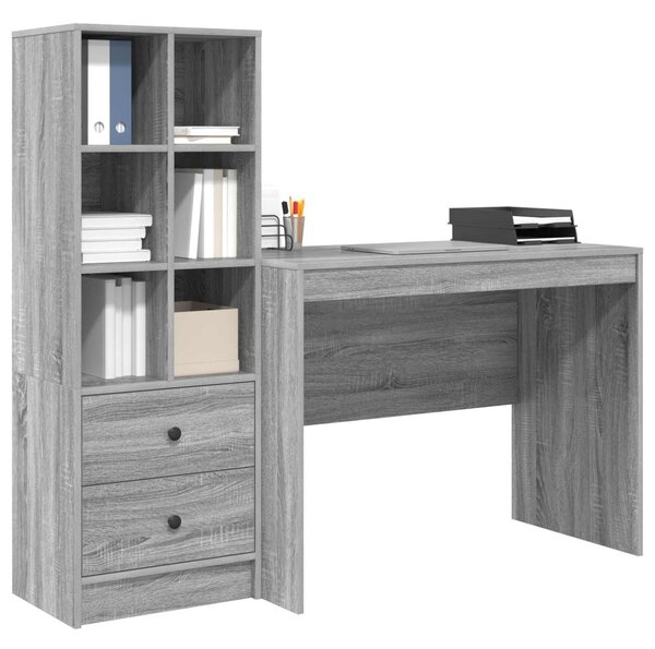 Asztal fiókkal 2 pcs Szürke Sonoma