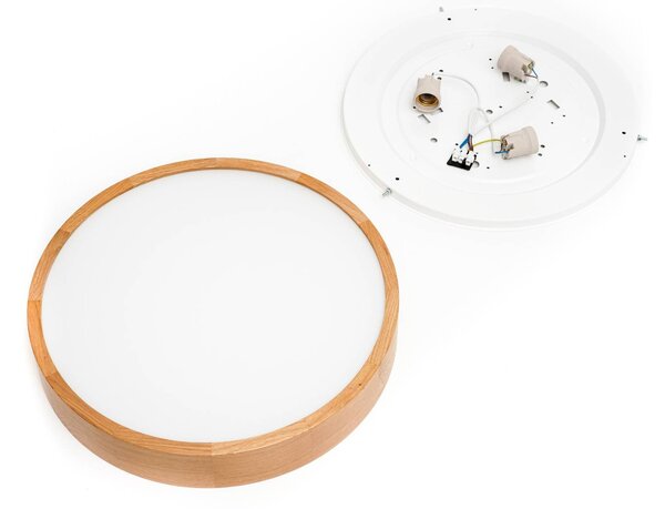 Envostar Kerio mennyezeti világítás, Ø 47 cm, természetes tölgyfa, dimmelhető, Nappali / Étkező, Fa, Modern
