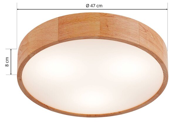 Envostar Kerio mennyezeti világítás, Ø 47 cm, természetes tölgyfa, dimmelhető, Nappali / Étkező, Fa, Modern