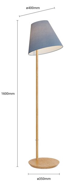 Lucande állólámpa Jinda, kék, fa, szövet, 160 cm, E27, Kék, Nappali / Étkező, Textil / szövet / selyem, Skandináv