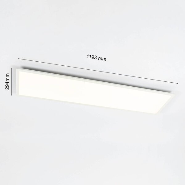 Lindby LED panel Luay, 120 x 30 cm, CCT, távirányító, dimmelhető, dimmelhető, Fehér / opál, Konyha, Műanyag, Modern