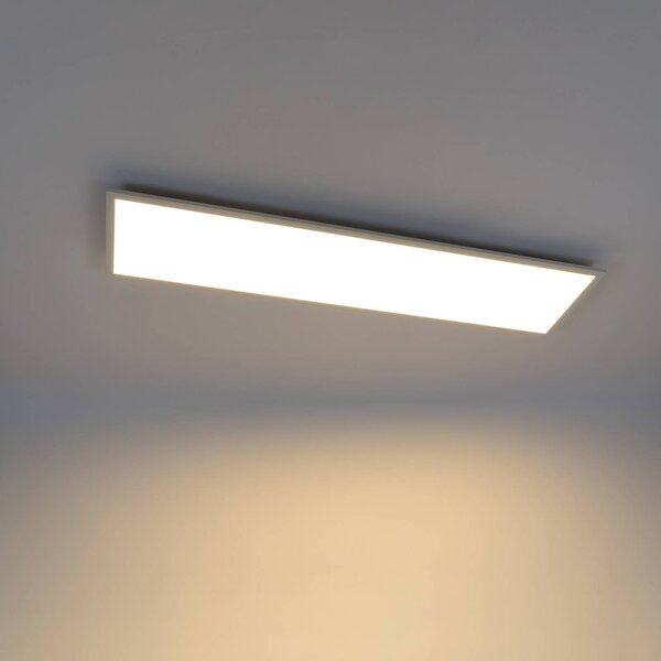 Lindby LED panel Luay, 120 x 30 cm, CCT, távirányító, dimmelhető, dimmelhető, Fehér / opál, Konyha, Műanyag, Modern