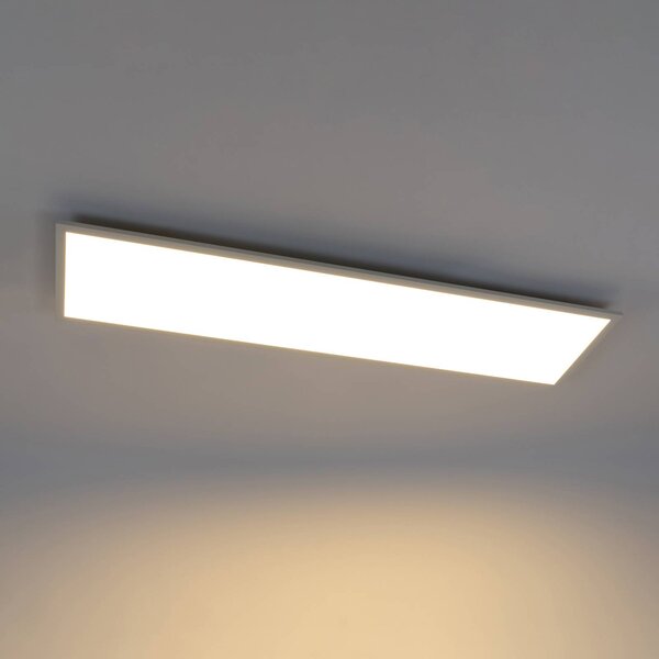 Lindby LED panel Luay, 120 x 30 cm, CCT, távirányító, dimmelhető, dimmelhető, Fehér / opál, Konyha, Műanyag, Modern