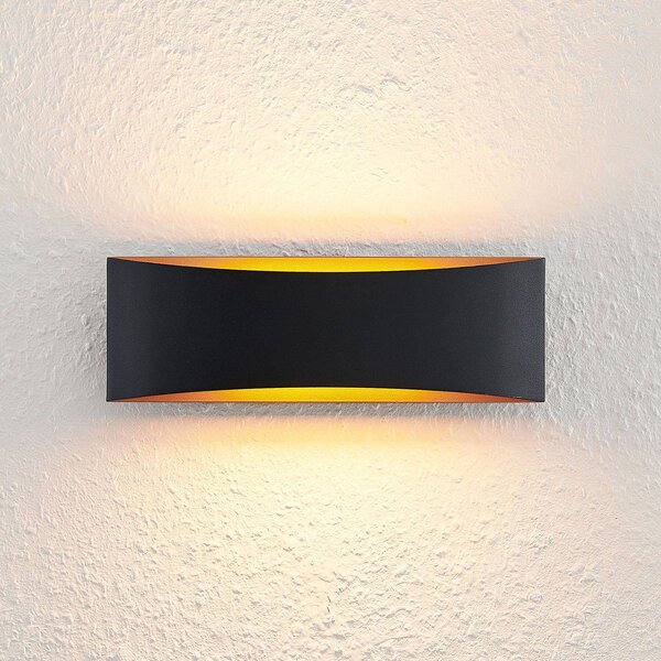 Arcchio LED fali lámpa Jelle, 27 cm, fekete/arany, fel/le, le/fel, Fekete, Nappali / Étkező, Alumínium, Modern