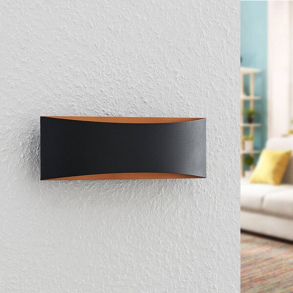 Arcchio LED fali lámpa Jelle, 27 cm, fekete/arany, fel/le, le/fel, Fekete, Nappali / Étkező, Alumínium, Modern