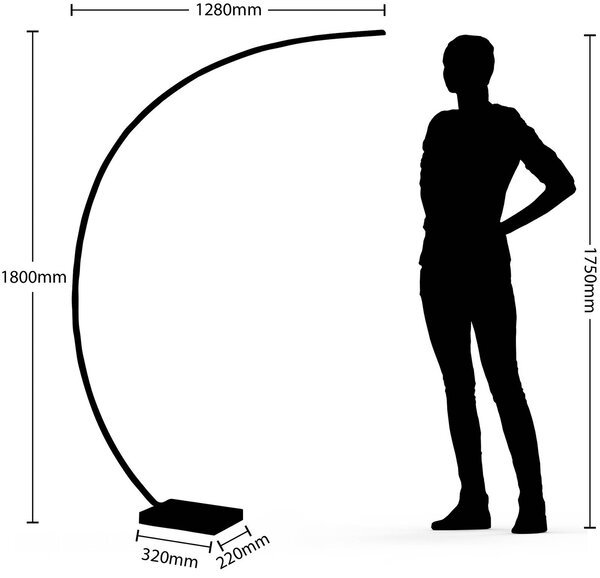 Lindby LED íves állólámpa Kendra, fehér, alumínium, magasság 180cm, dimmelhető, Fehér / opál, Nappali / Étkező, fém, Modern