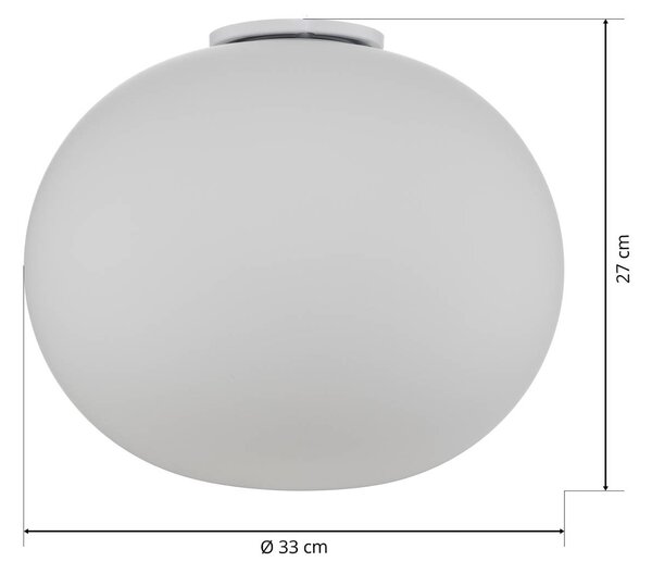 FLOS Glo-Ball - 33 cm-es gömb alakú mennyezeti lámpa, dimmelhető, Fehér / opál, Nappali / Étkező, Üveg, Dizájn